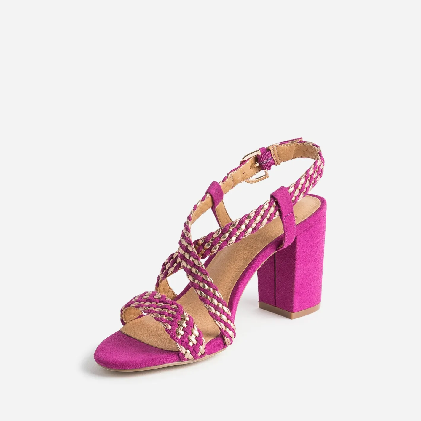 Sandale rose et or tressée à talon^Eram Outlet
