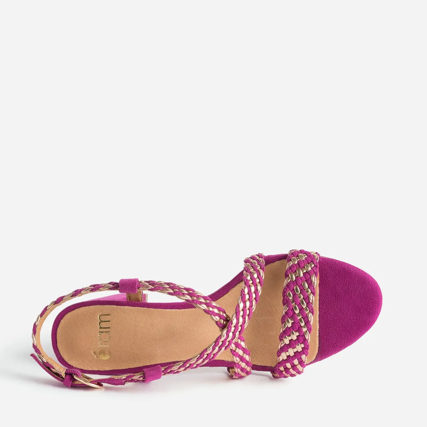 Sandale rose et or tressée à talon^Eram Outlet