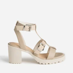 Sandale beige à semelle crantée^Texto New