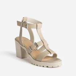 Sandale beige à semelle crantée^Texto New