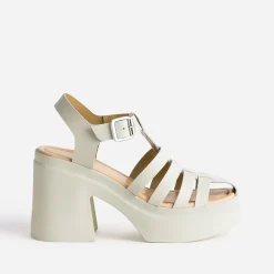 Sandale clair en cuir à plateforme^Texto Sale