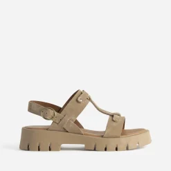 Sandale cuir velours semelle crantée^Texto Online