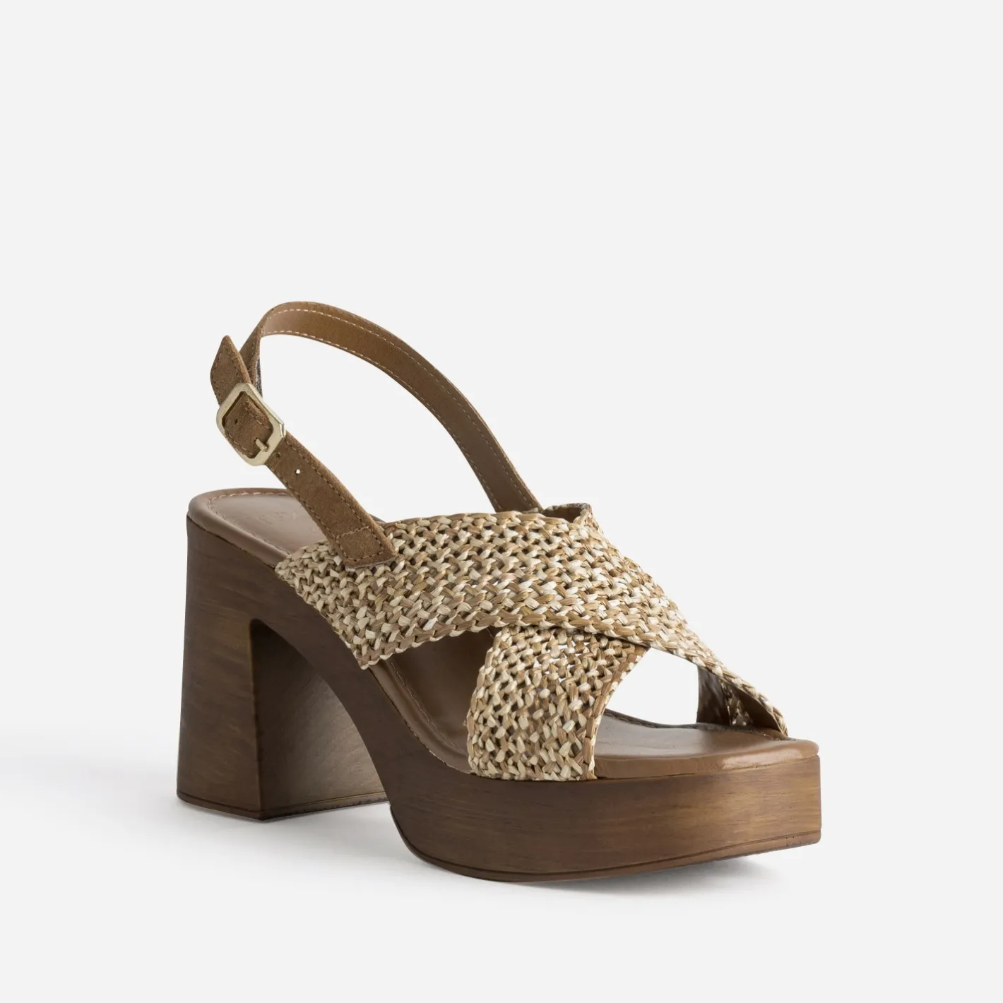 Sandale tressée plateforme effet bois^Texto Outlet