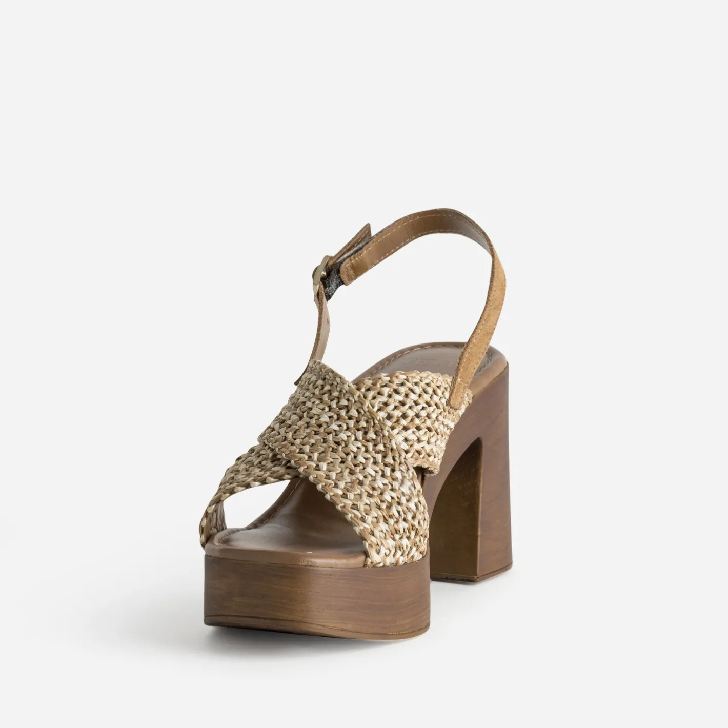 Sandale tressée plateforme effet bois^Texto Outlet