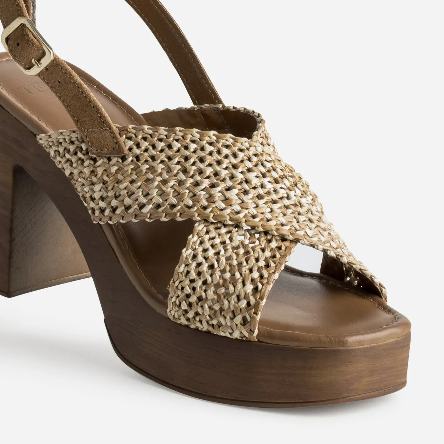 Sandale tressée plateforme effet bois^Texto Outlet