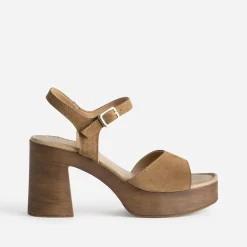 Sandale cuir velours à talon^Texto Online