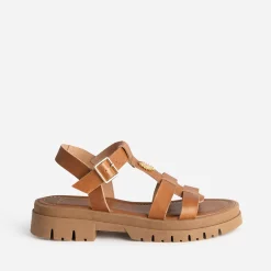 Sandale camel cuir décor soleil^Texto Best