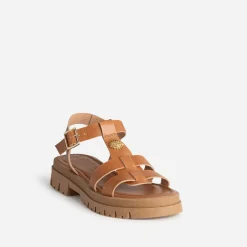 Sandale camel cuir décor soleil^Texto Best