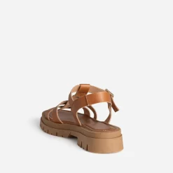 Sandale camel cuir décor soleil^Texto Best
