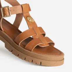 Sandale camel cuir décor soleil^Texto Best