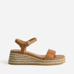 Sandale compensée camel^Texto Outlet