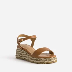 Sandale compensée camel^Texto Outlet