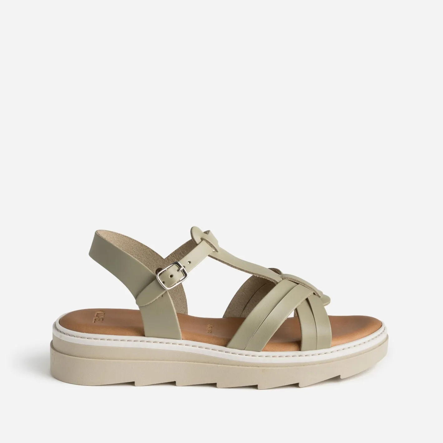 Sandale kaki clair en cuir^Texto