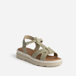 Sandale kaki clair en cuir^Texto