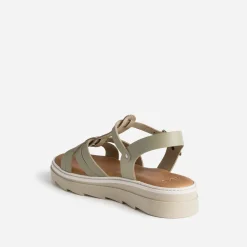 Sandale kaki clair en cuir^Texto
