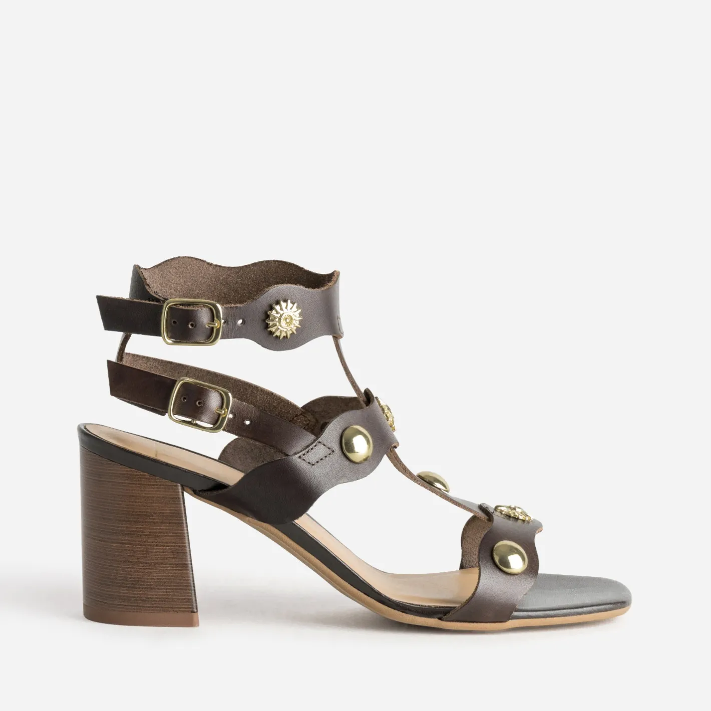 Sandale cuir détails bijoux^Texto Sale