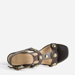 Sandale cuir détails bijoux^Texto Sale
