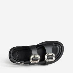 Sandale e cuir boucles strass^Texto New