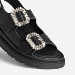 Sandale e cuir boucles strass^Texto New