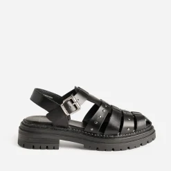 Sandale e cuir tressé détails clous^Texto Discount