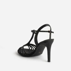 Sandale noire pailletée à talon^Texto New