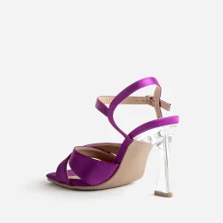 Sandale violine satiné à talon flare^Texto Sale