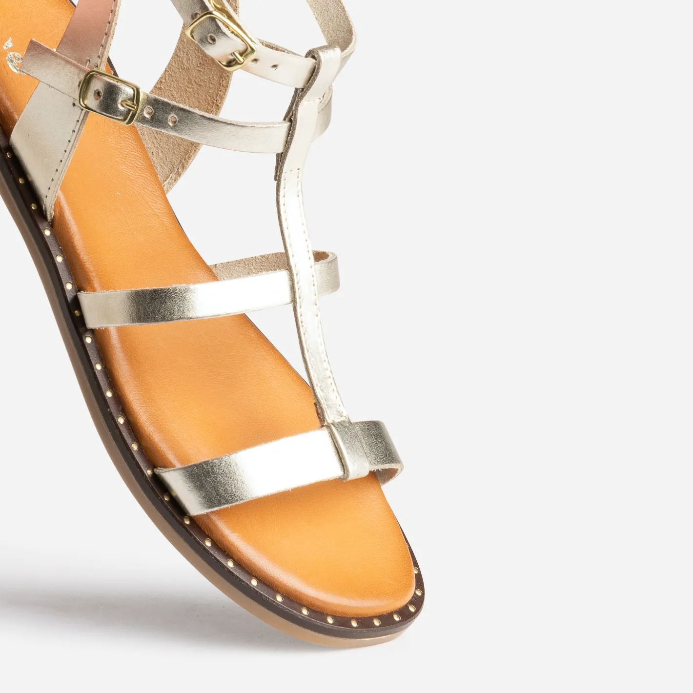 Sandale-spartiate camel cuir^Eram Hot