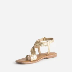 Sandale-tong dée cuir tressé^Texto Discount