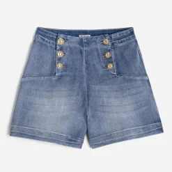 Short à pont en jean^Texto New