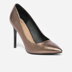 Stiletto bronze métallisé à talon verni^Texto
