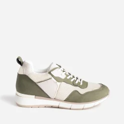 Tennis beige et kaki détails dorés semelle amovible^Eram Hot