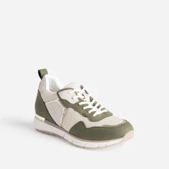 Tennis beige et kaki détails dorés semelle amovible^Eram Hot