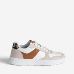 Tennis blanche, beige et motif léopard^Texto Sale