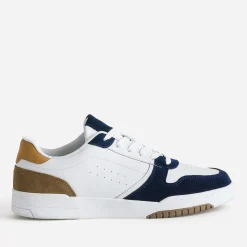 Tennis he cuir découpes marine et beige^Eram Clearance