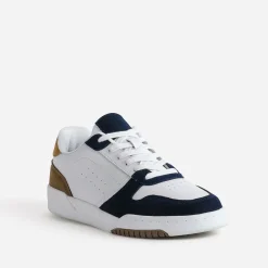 Tennis he cuir découpes marine et beige^Eram Clearance