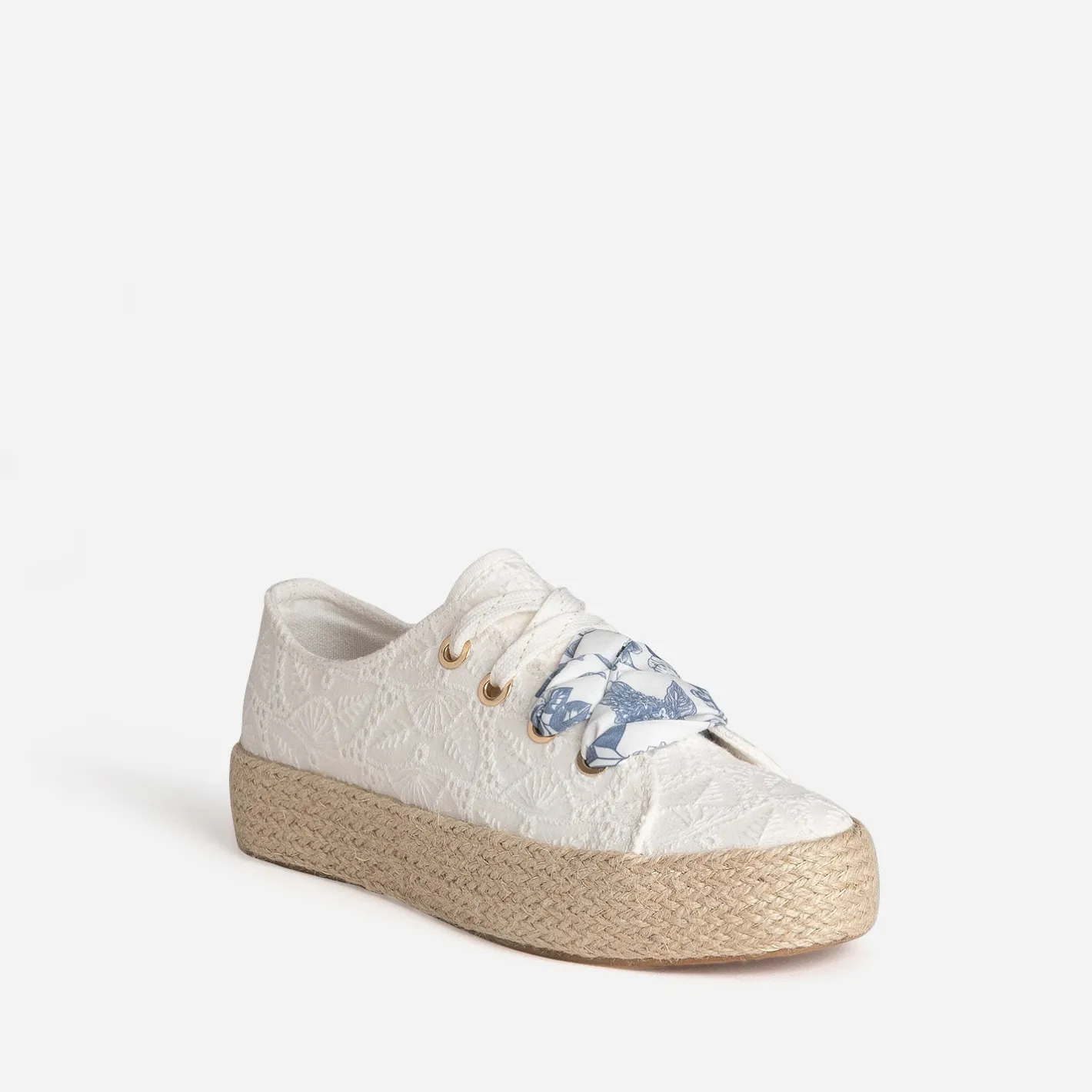 Tennis blanche toile avec broderies^Eram Outlet
