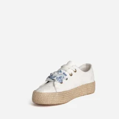 Tennis blanche toile avec broderies^Eram Outlet