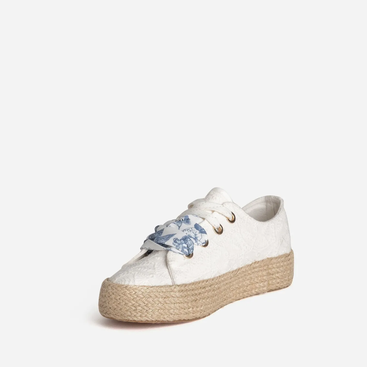 Tennis blanche toile avec broderies^Eram Outlet
