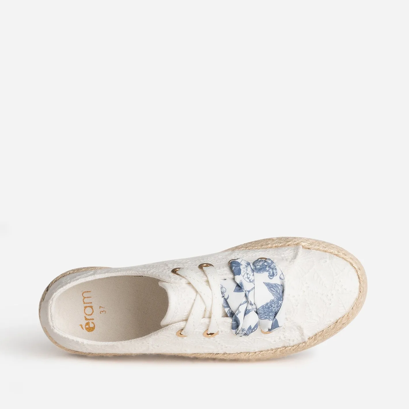 Tennis blanche toile avec broderies^Eram Outlet