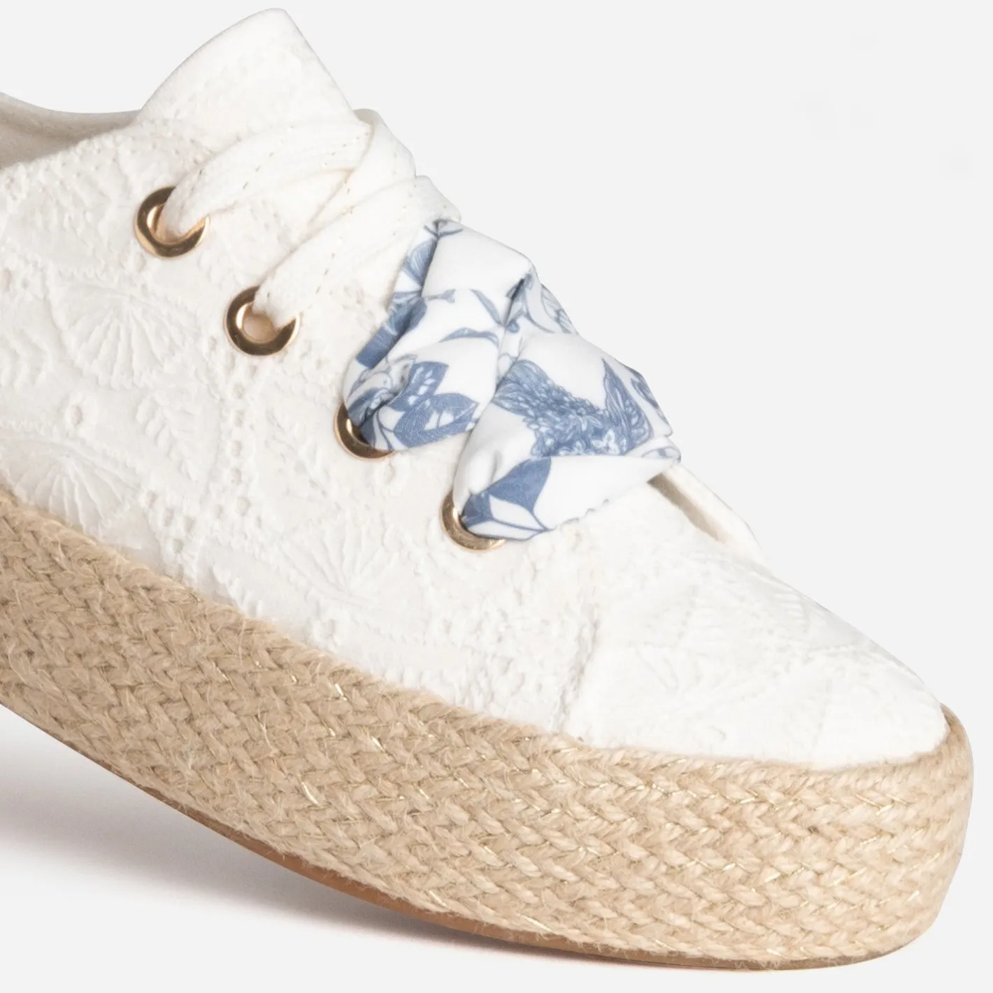 Tennis blanche toile avec broderies^Eram Outlet