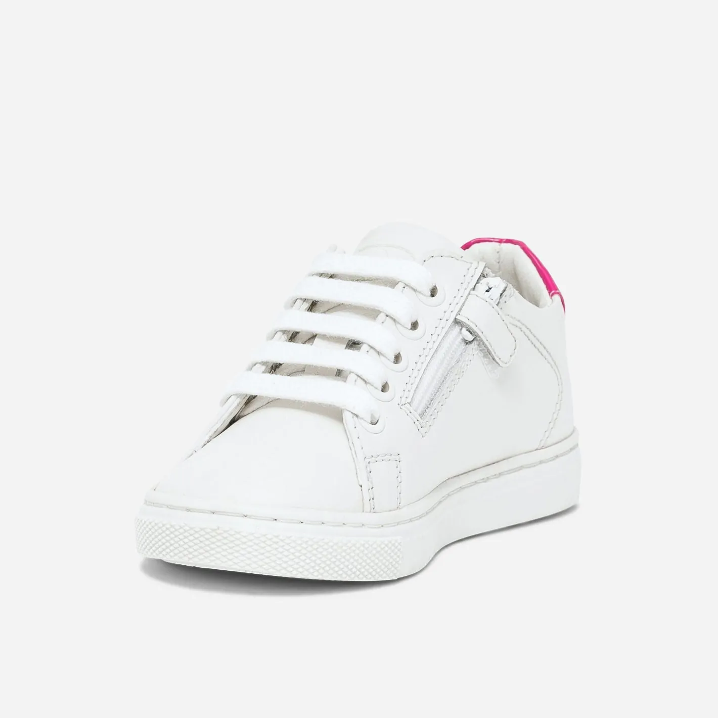Tennis he en cuir à contrefort rose fluo verni^Buggy New