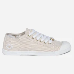 Tennis beige rayée blanc et argent^Le Temps des Cerises Outlet
