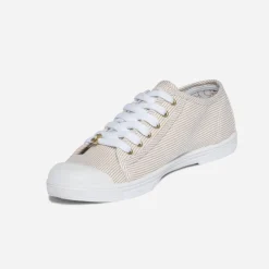 Tennis beige rayée blanc et argent^Le Temps des Cerises Outlet