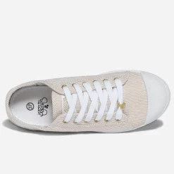 Tennis beige rayée blanc et argent^Le Temps des Cerises Outlet