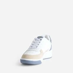 Tennis blanche, beige et ciel cuir^Tbs Hot