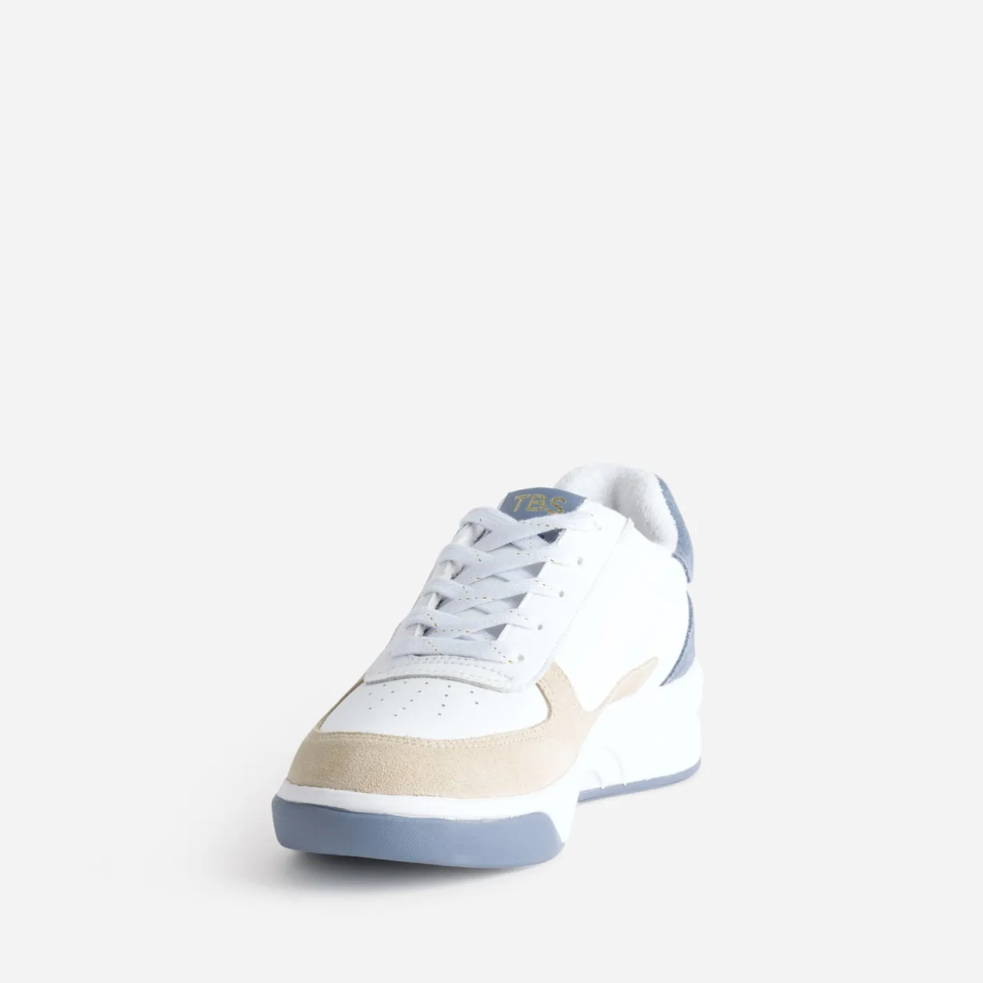 Tennis blanche, beige et ciel cuir^Tbs Hot