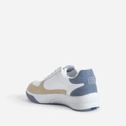 Tennis blanche, beige et ciel cuir^Tbs Hot