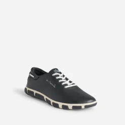Tennis bleu en cuir à semelle bicolore^Tbs Sale
