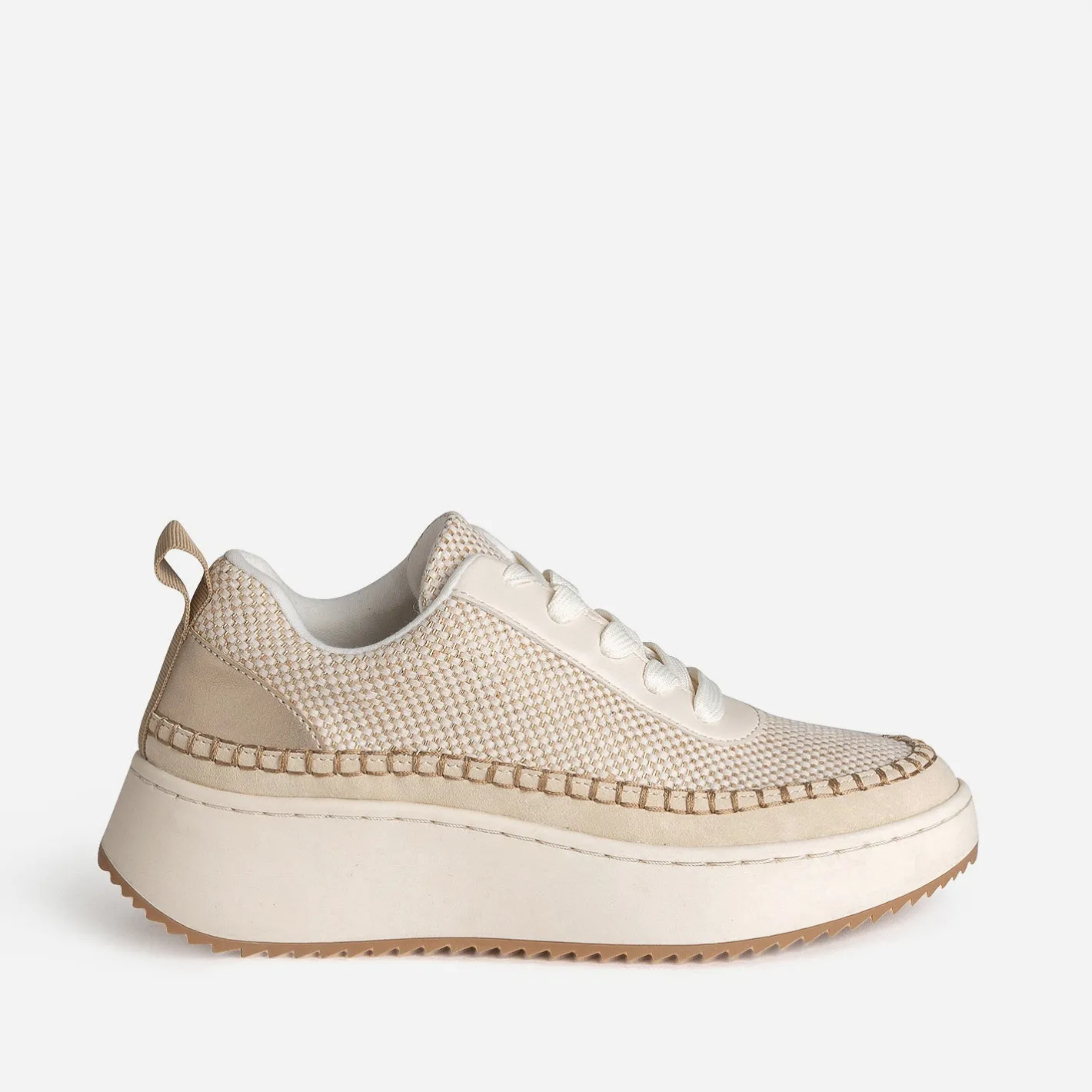 Tennis TEXTO beige tressage dé et surpiqûre contrastée^Eram