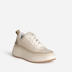 Tennis TEXTO beige tressage dé et surpiqûre contrastée^Eram